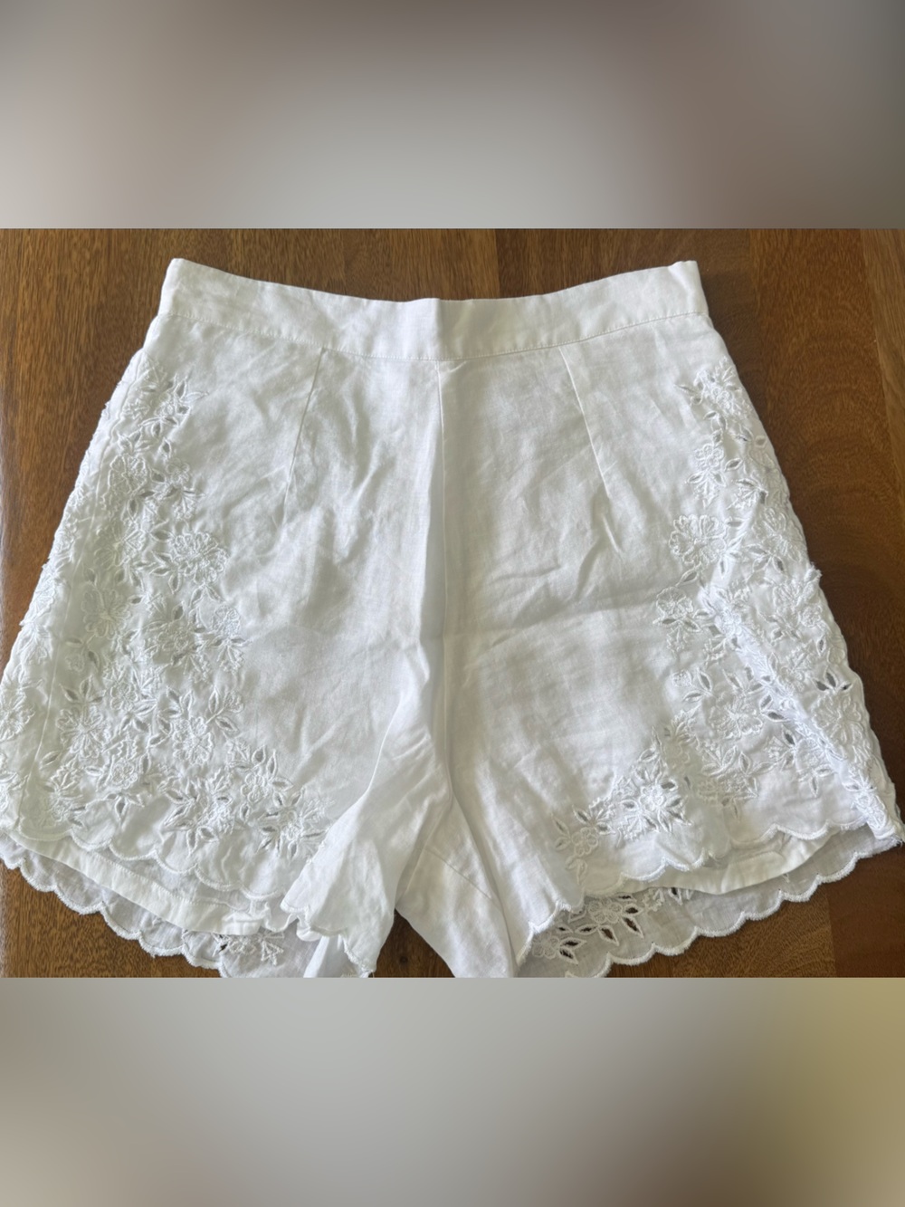 Karina Grimaldi White Embroidered Shorts